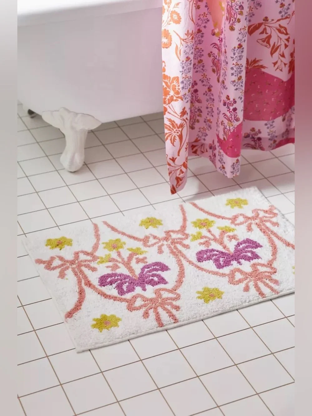 Urban Outfitters Bow Damask Bath Mat